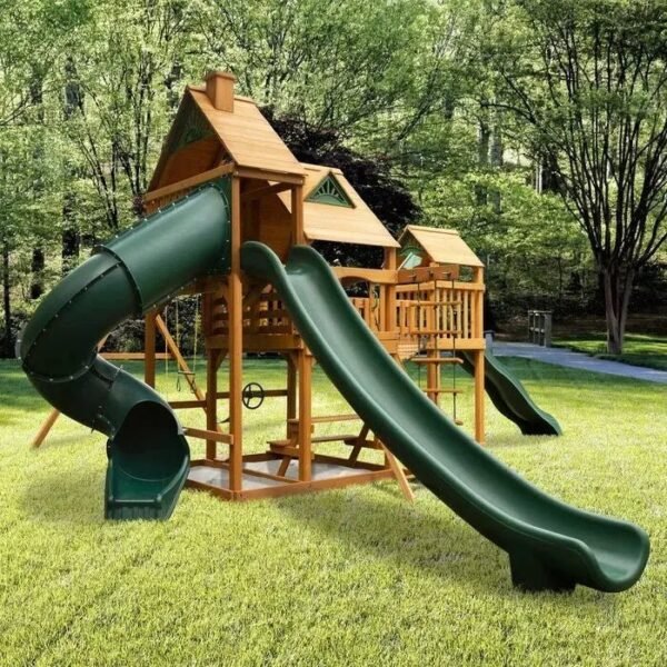 Treasure Trove II Swing Set /Tongue and Groove Wood Roof - Image 4